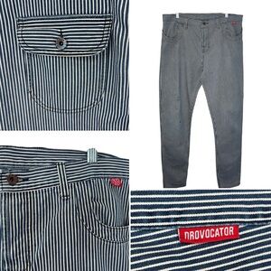 Y2K NRovocator Men's Jeans in a classic blue and white railway stripe 34” x30”